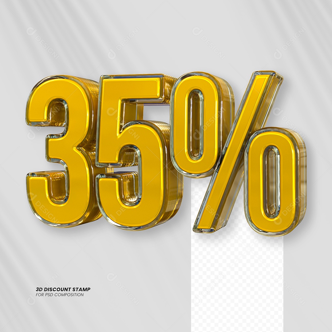 Elemento 3D Desconto 35% para Composição PSD