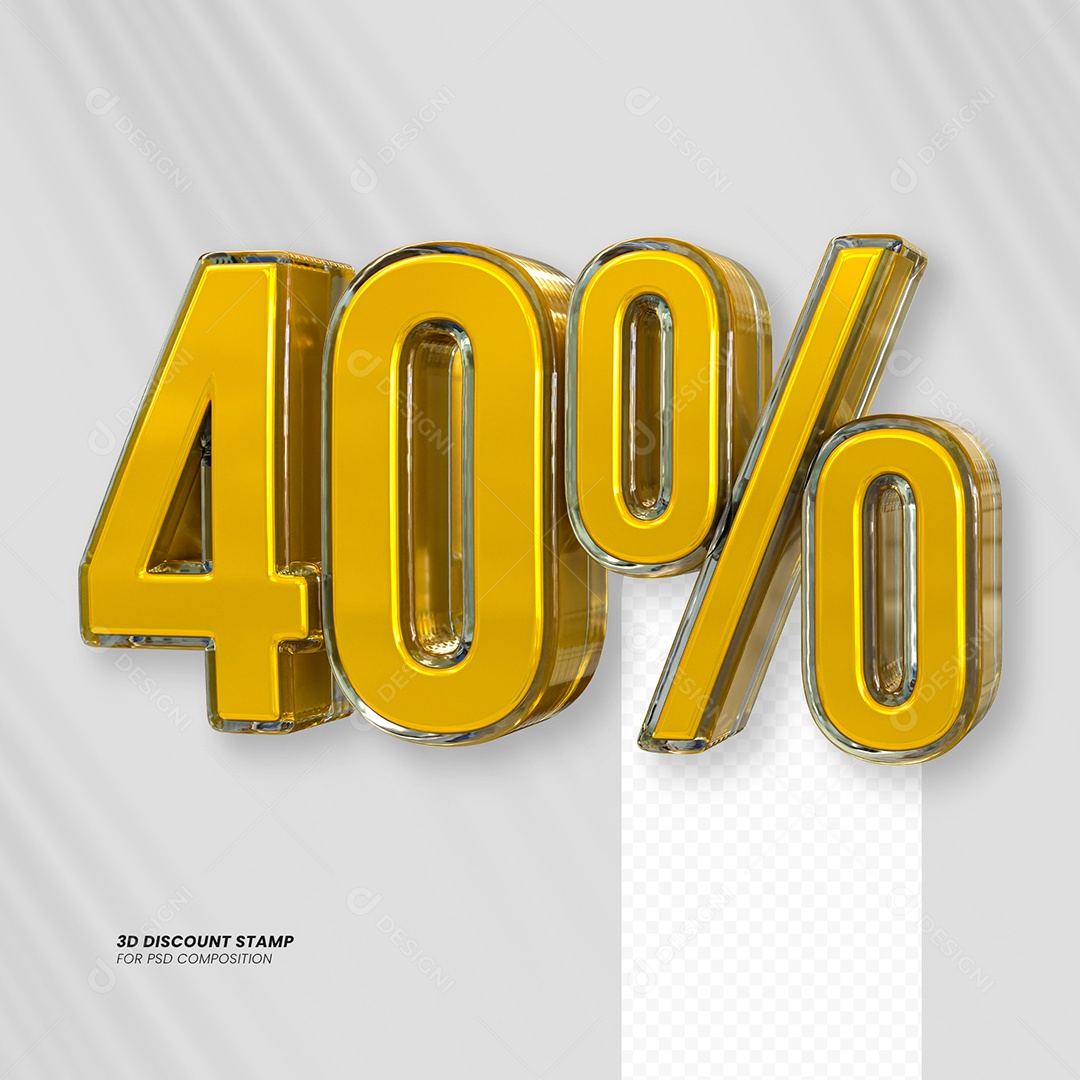 Elemento 3D Desconto 40% para Composição PSD