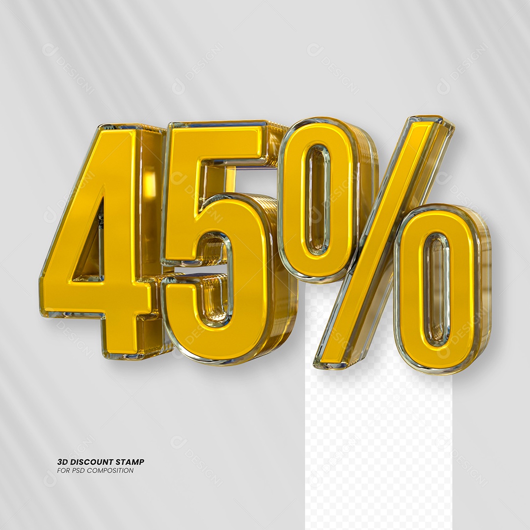 Elemento 3D Desconto 45% para Composição PSD