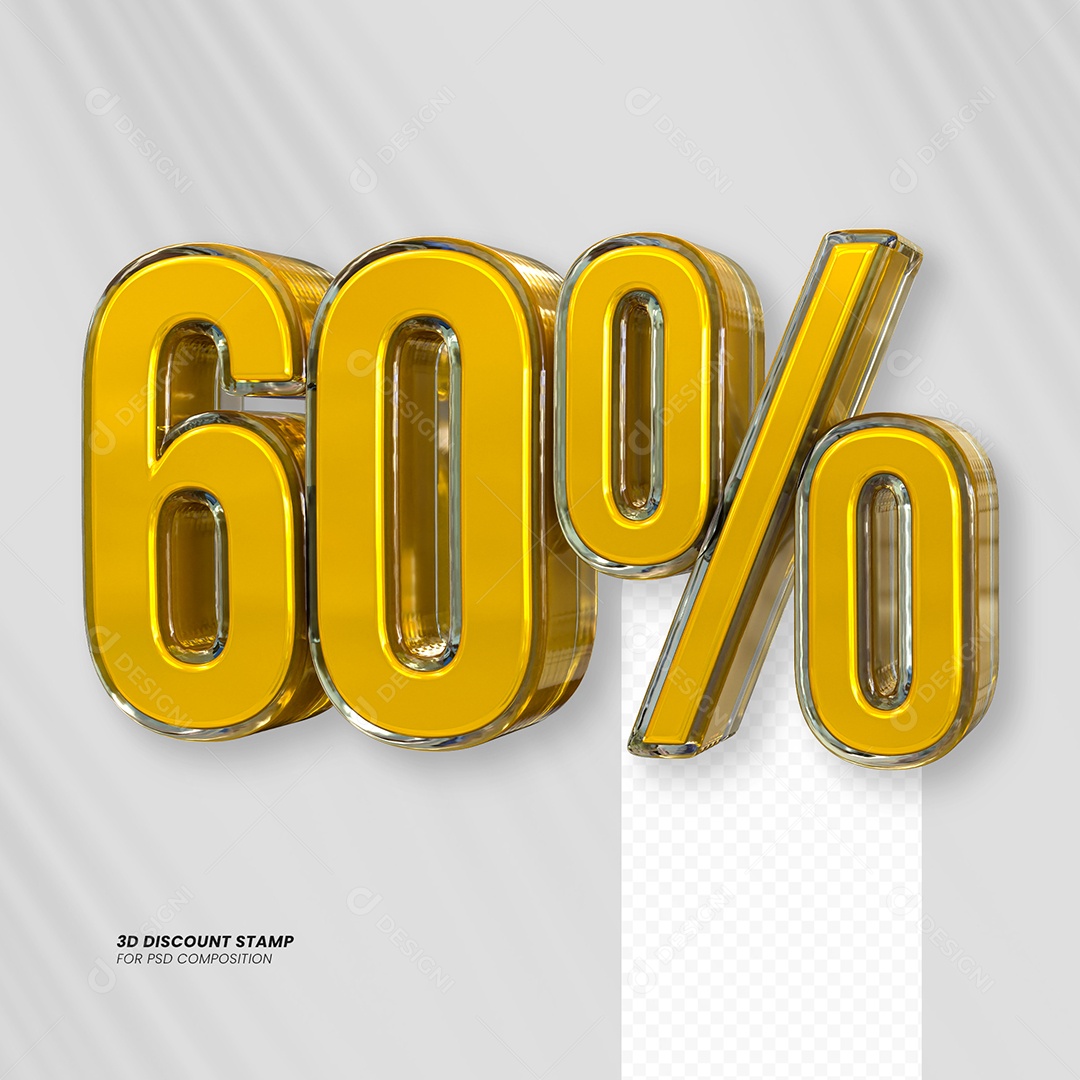 Elemento 3D Desconto 60% para Composição PSD