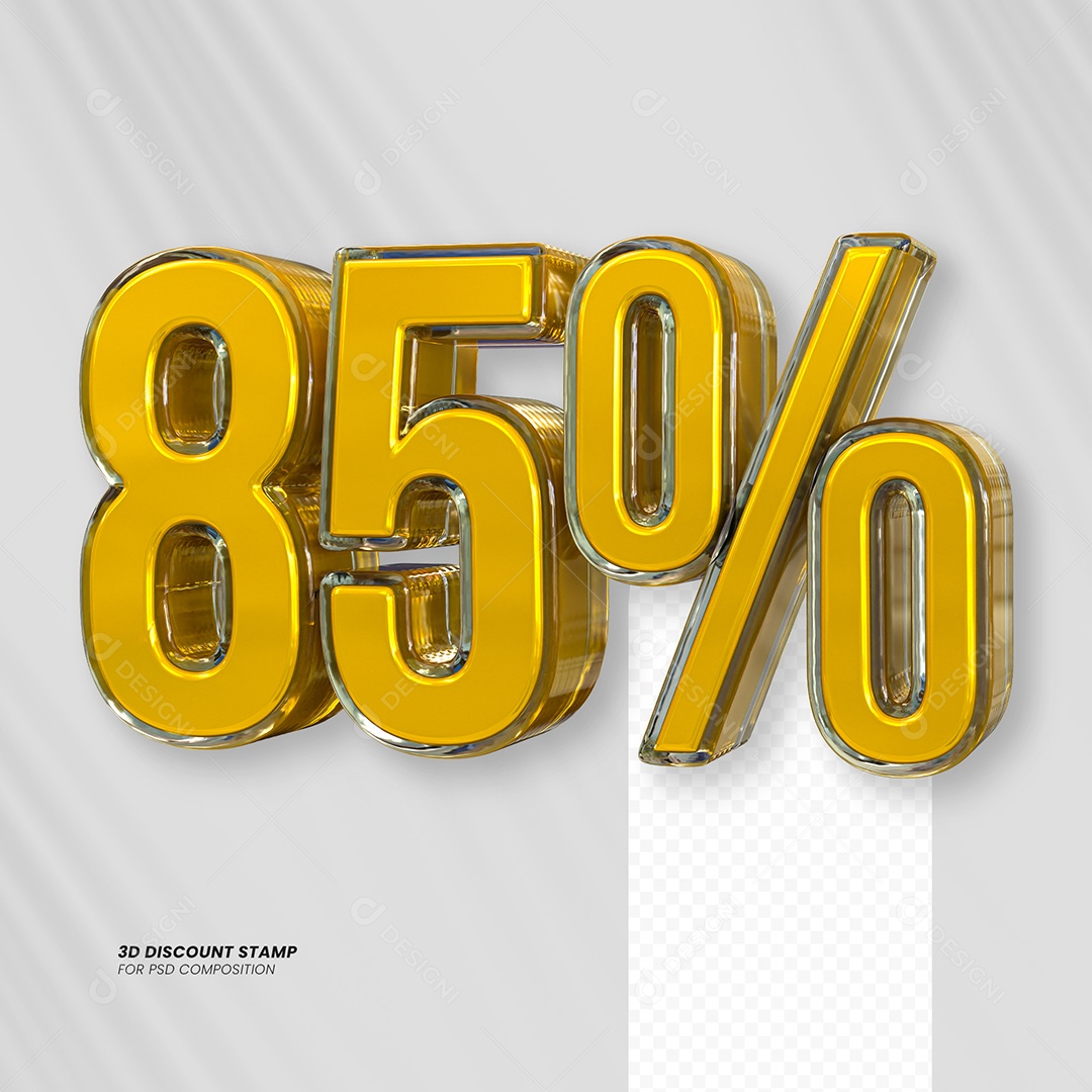 Elemento 3D Desconto 85% para Composição PSD