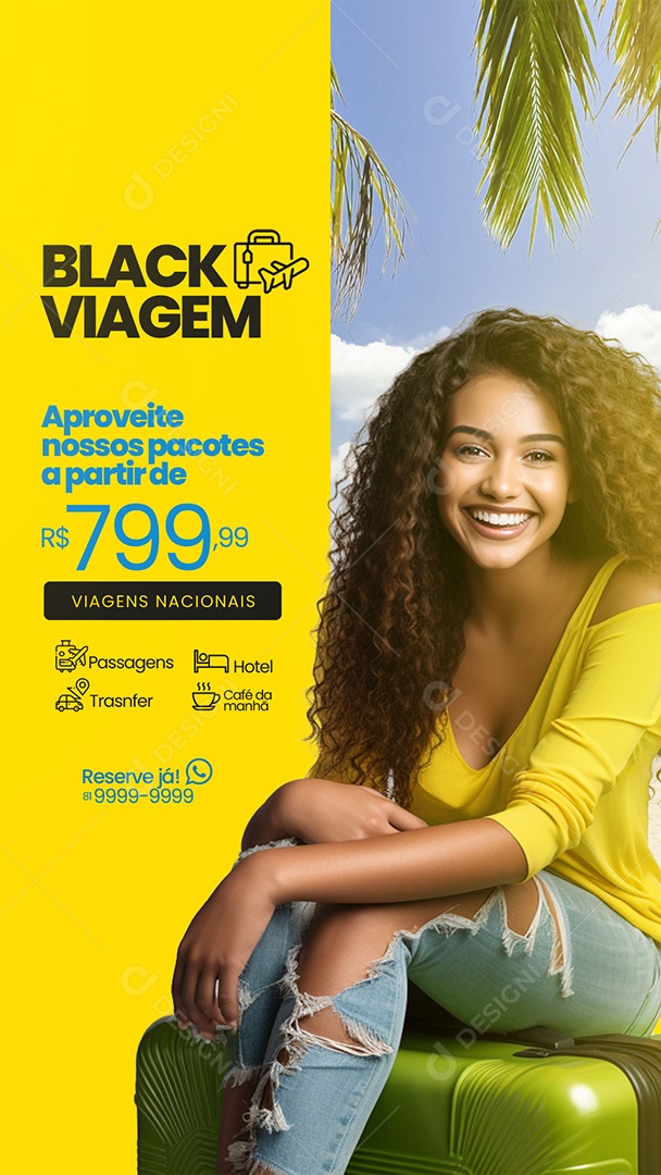 Story Agencia Turismo Black Viagem Social Media PSD Editável
