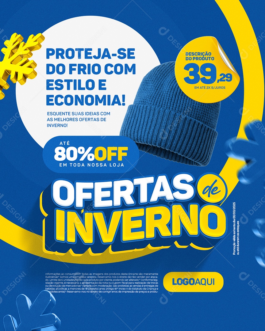 Ofertas de Inverno Gorro Proteja-Se do Frio com Estilo e Economia Social Media PSD Editável