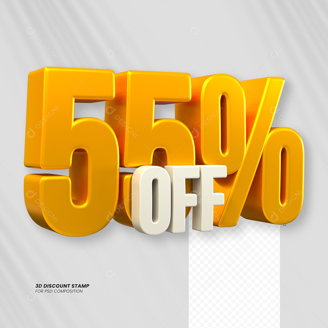 Elemento 3D Desconto 55% OFF para Composição PSD