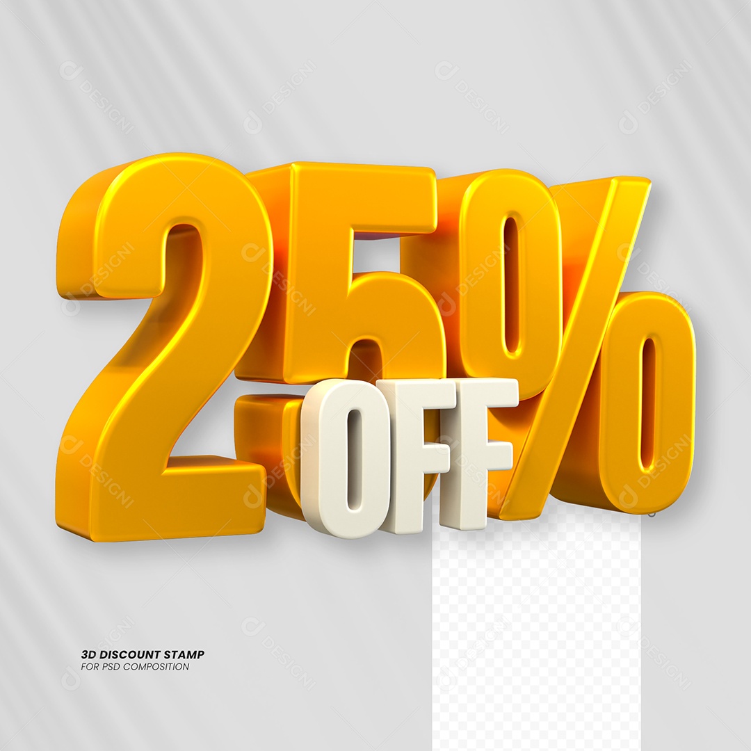 Elemento 3D Desconto 25% OFF para Composição PSD