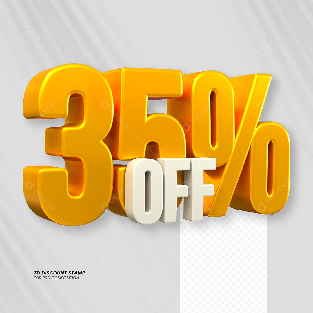 Elemento 3D Desconto 35% OFF para Composição PSD