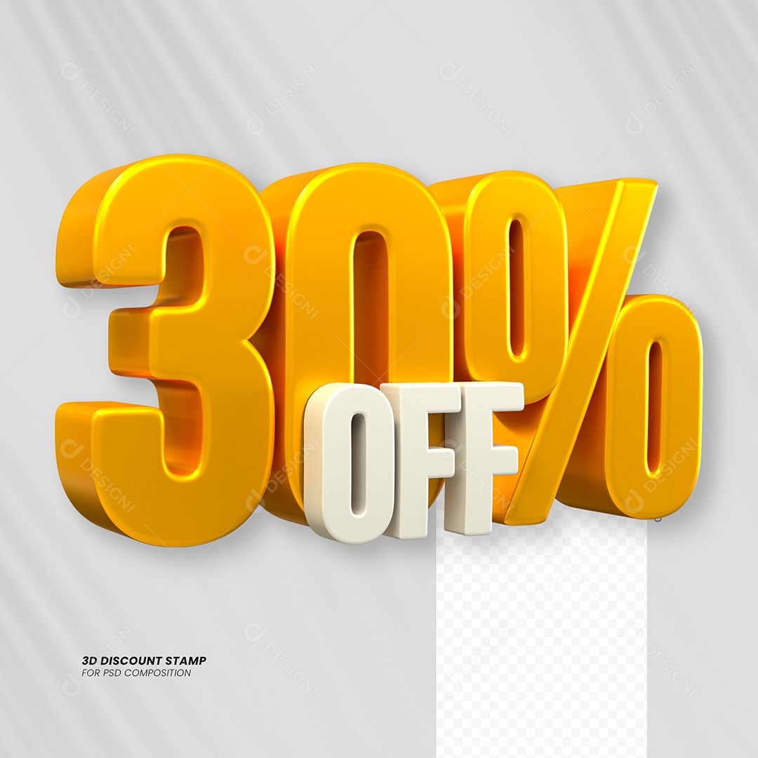 Elemento 3D Desconto 30% OFF para Composição PSD