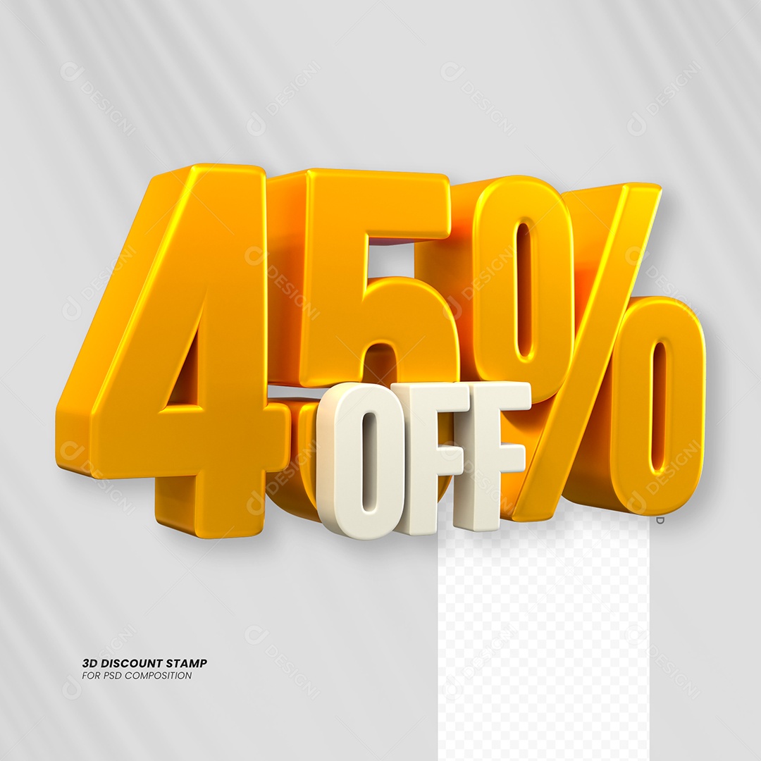 Elemento 3D Desconto 45% OFF para Composição PSD