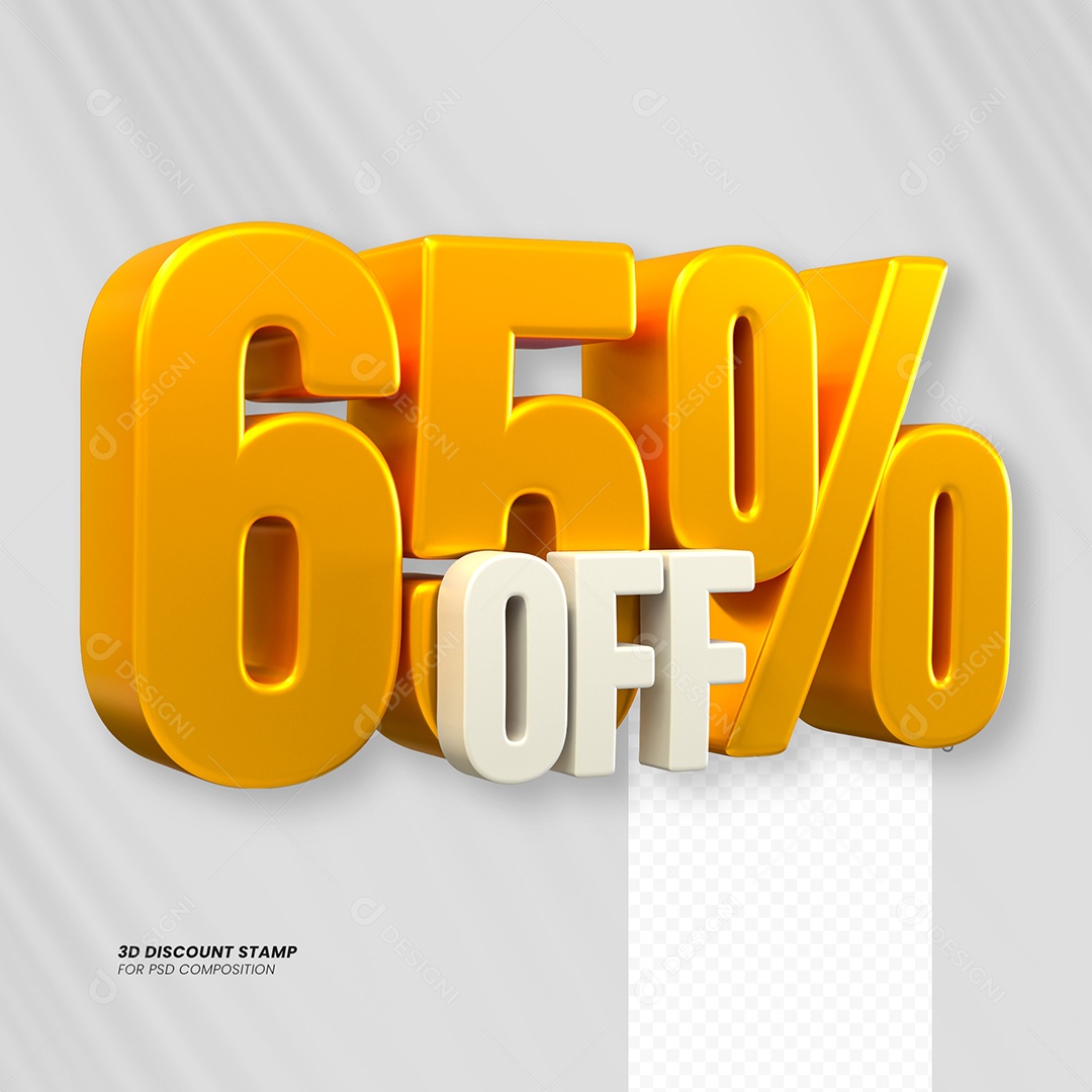 Elemento 3D Desconto 65% para Composição PSD