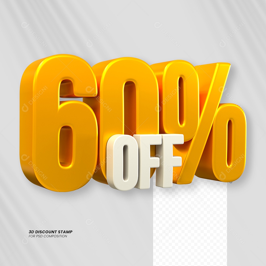 Elemento 3D Desconto 60% para Composição PSD