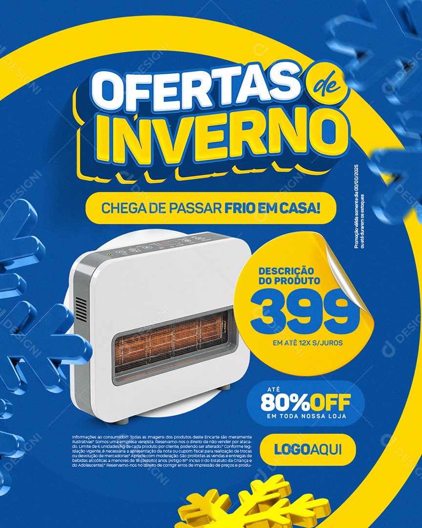 Ofertas de Inverno Chega de Passar Frio em Casa Social Media PSD Editável
