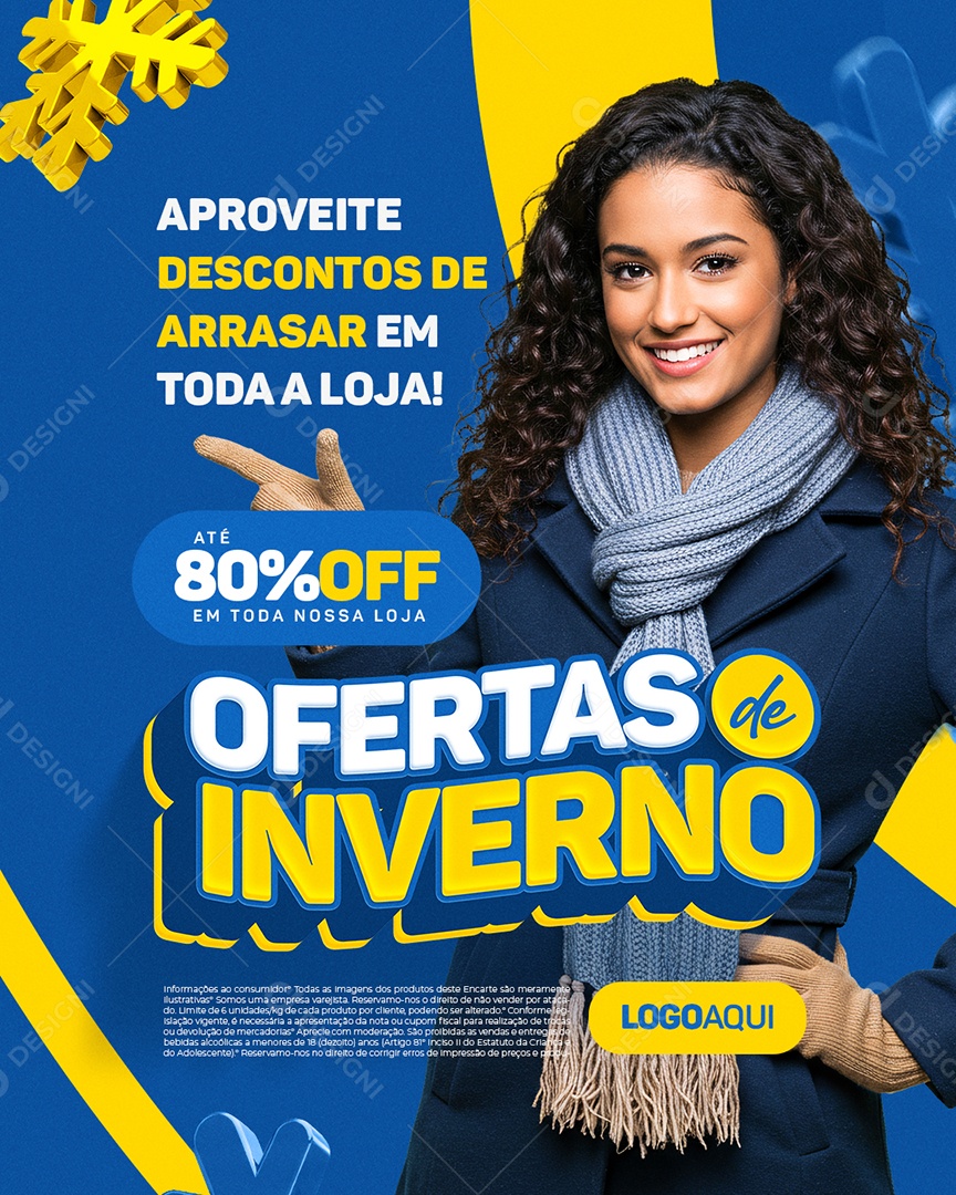 Ofertas de Inverno Aproveite Descontos de Arrasar Social Media PSD Editável
