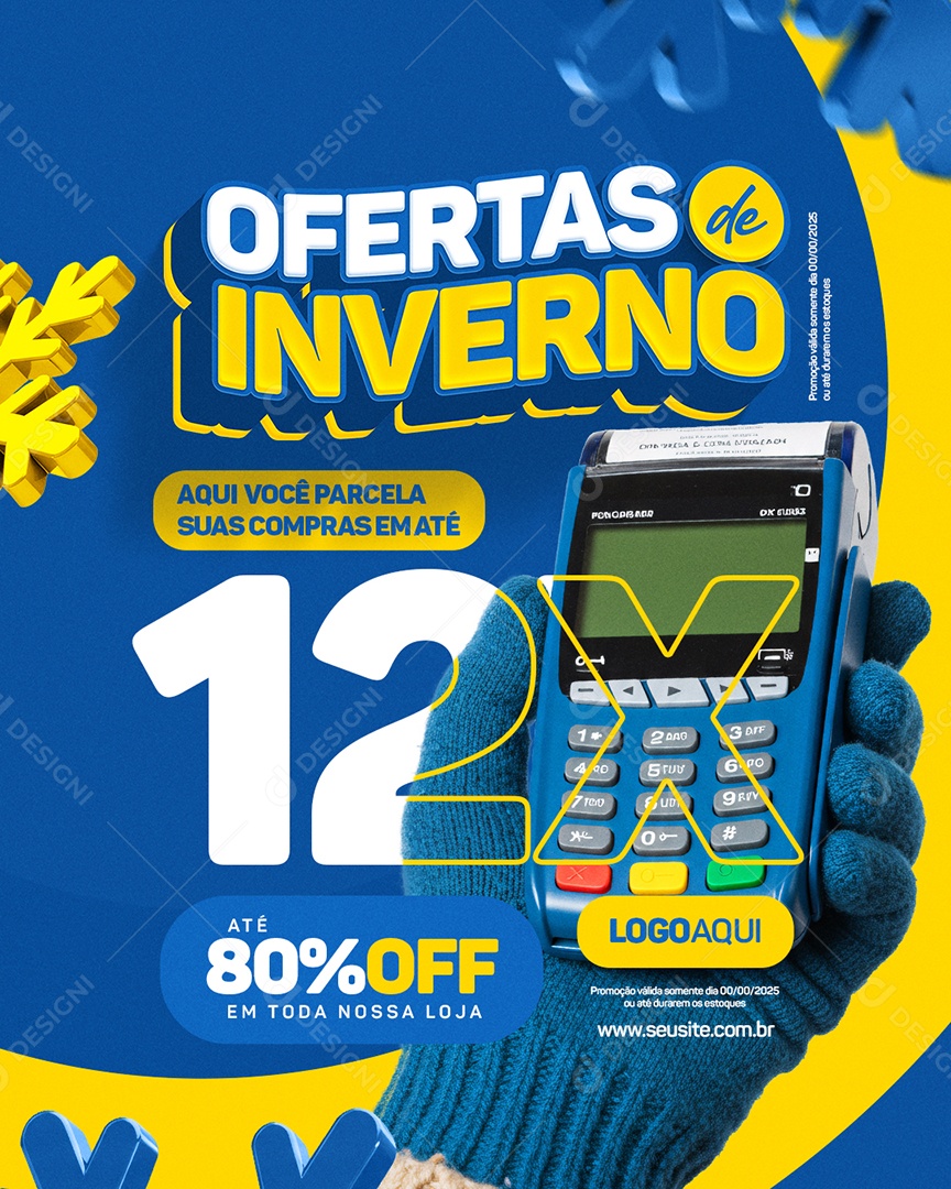 Ofertas de Inverno Aqui Você Parcela suas Compras Social Media PSD Editável