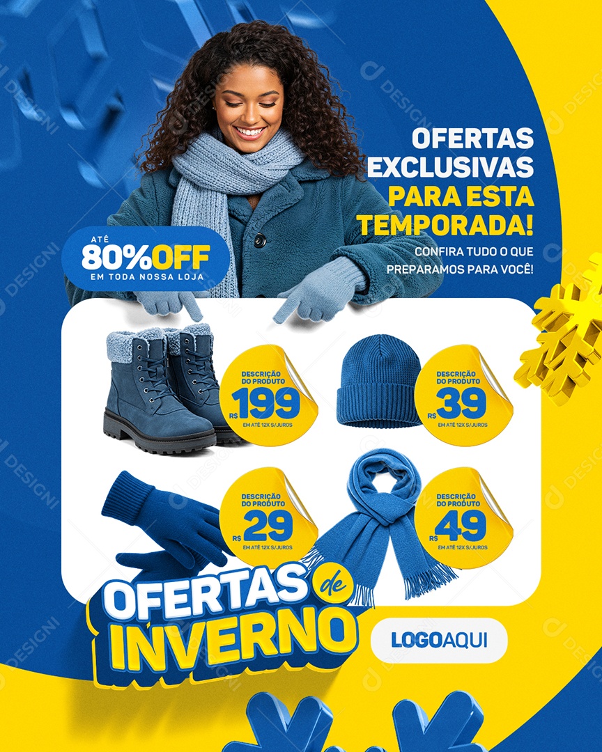 Ofertas de Inverno Até 80 Off em Toda Nossa Loja Social Media PSD Editável