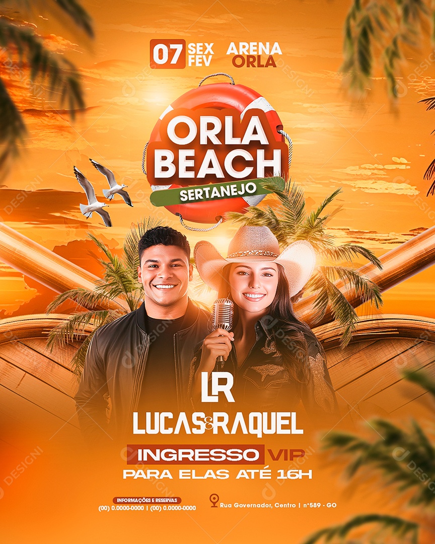 Flyer Orla Beach Sertanejo Social Media PSD Editável