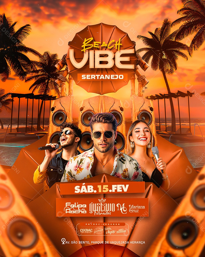 Flyer Beach Vibe Sertanejo Social Media PSD Editável