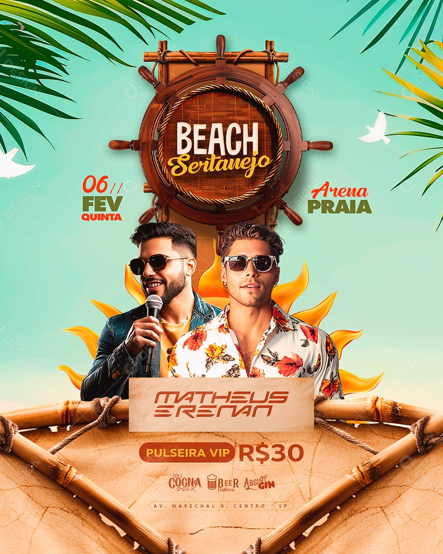 Flyer Beach Sertanejo Social Media PSD Editável