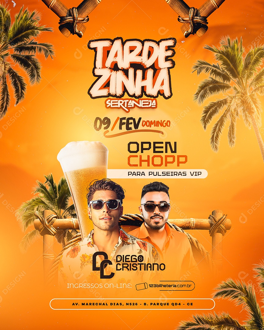 Flyer Tardezinha Sertaneja Social Media PSD Editável