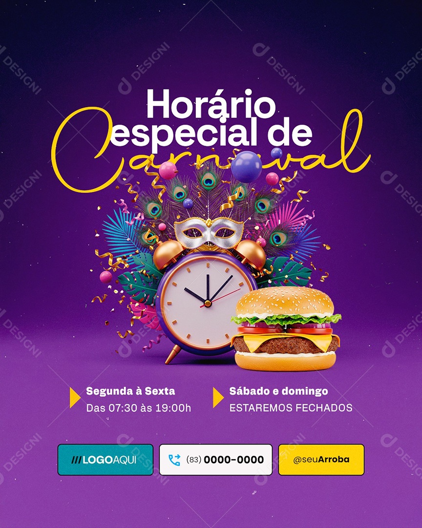 Carnival Special Schedule Hamburgueria Social Media PSD Editable