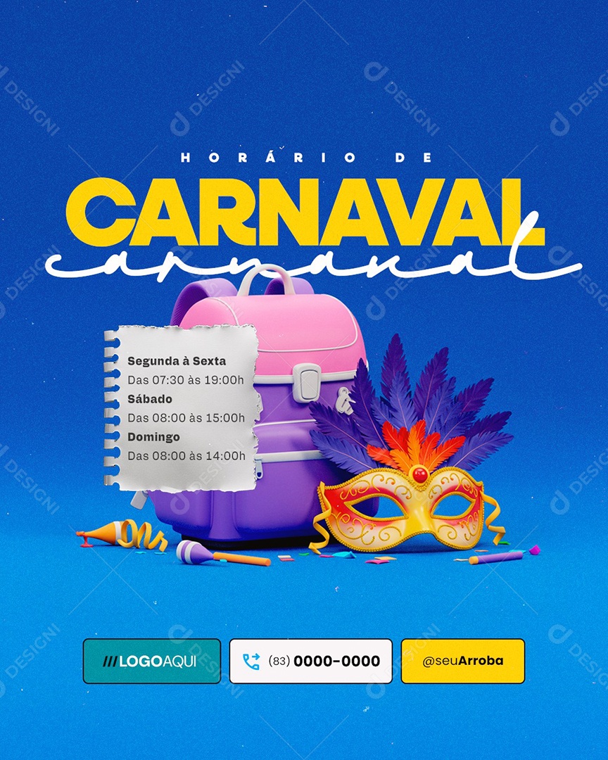 Horário de Carnaval Papelaria Social Media PSD Editável