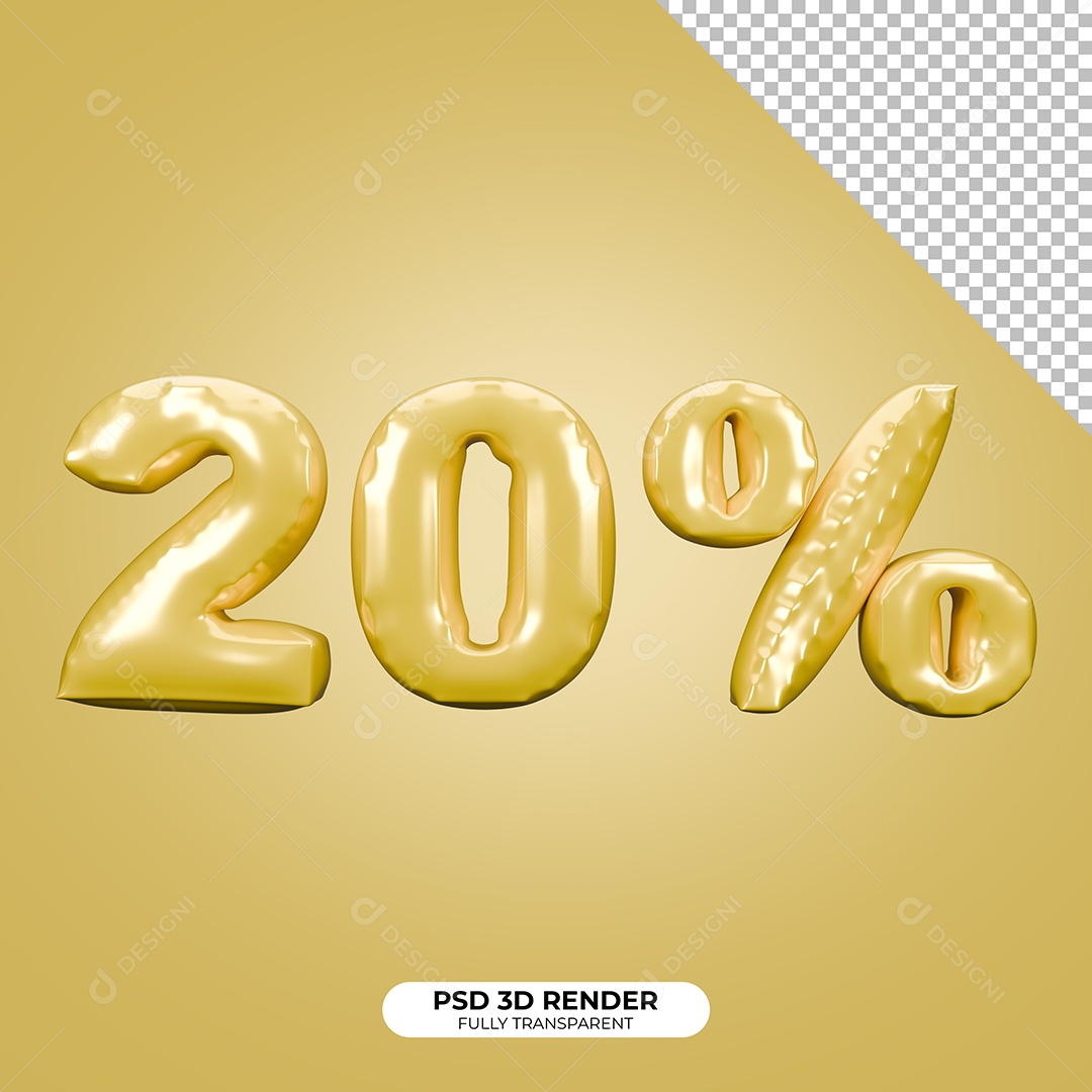 Elemento 3D Número de Desconto 20% para Composição PSD