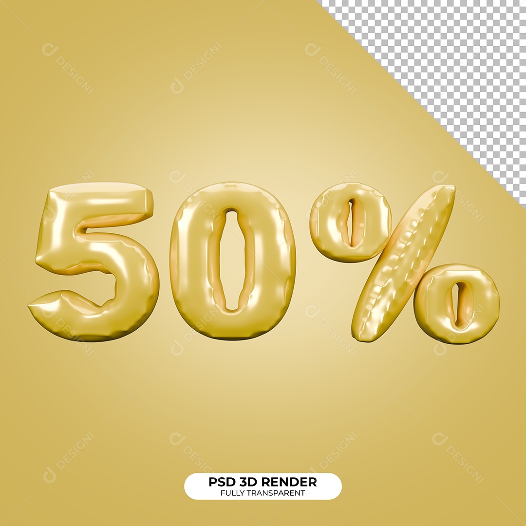 Elemento 3D Número de Desconto 50% para Composição PSD