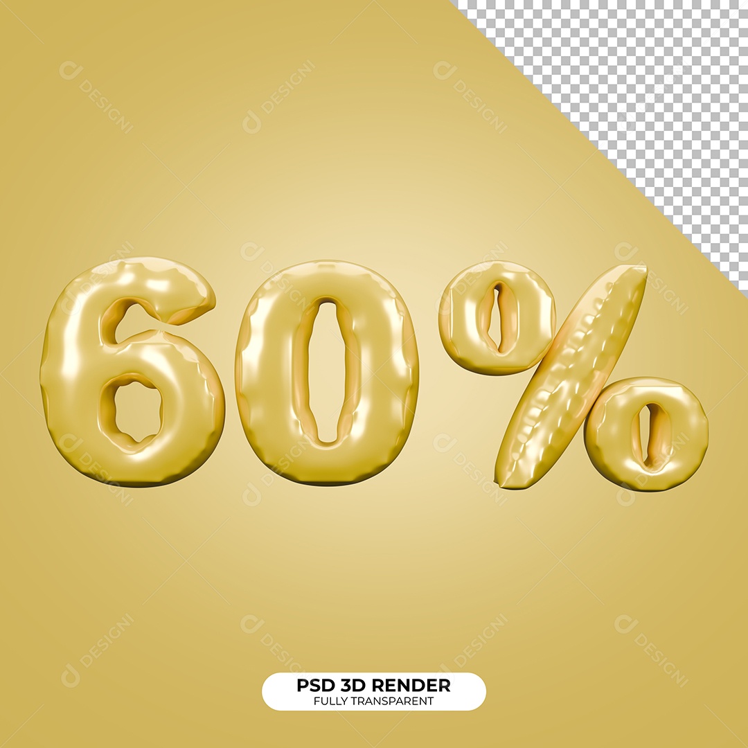 Elemento 3D Número de Desconto 70% para Composição PSD
