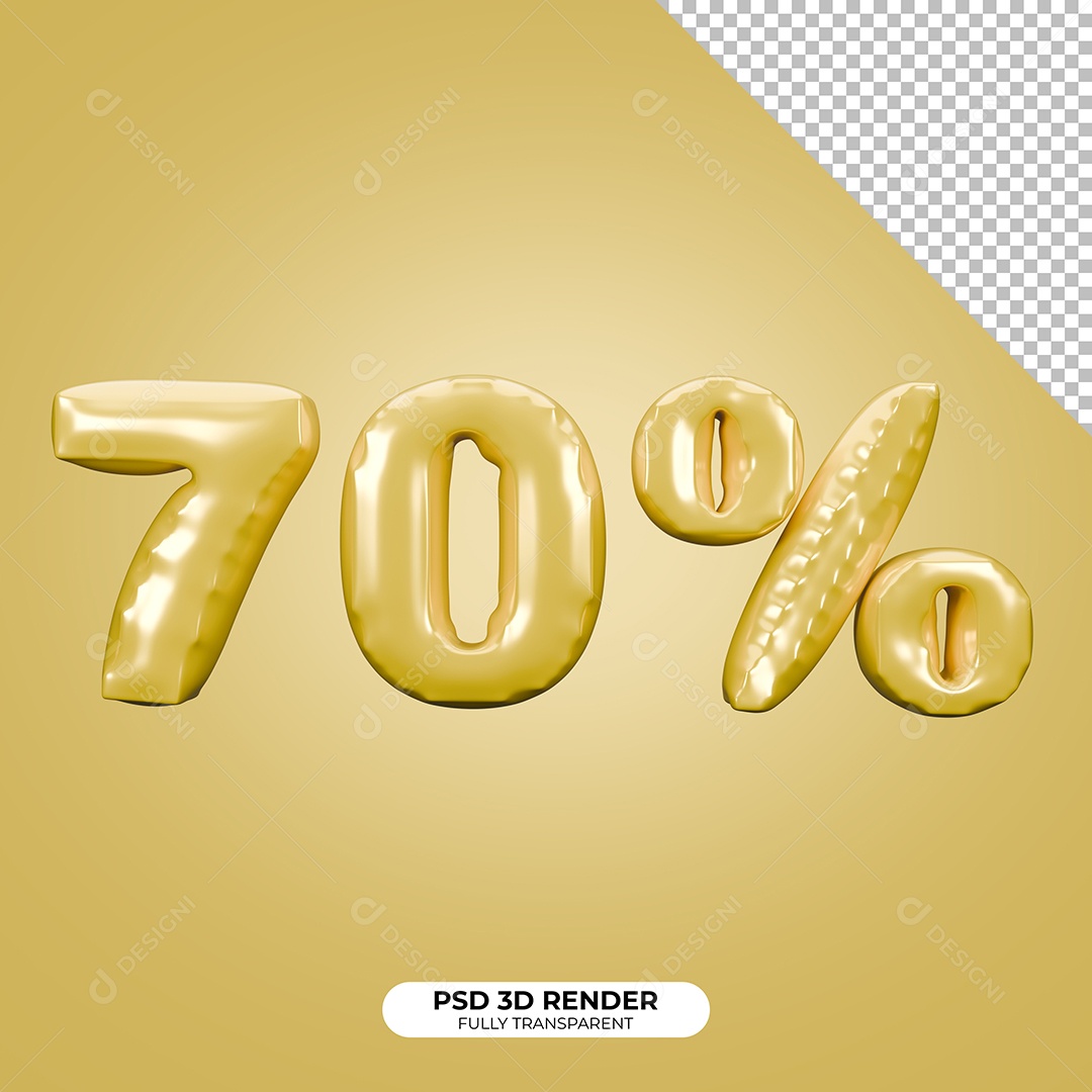 Elemento 3D Número de Desconto 70% para Composição PSD
