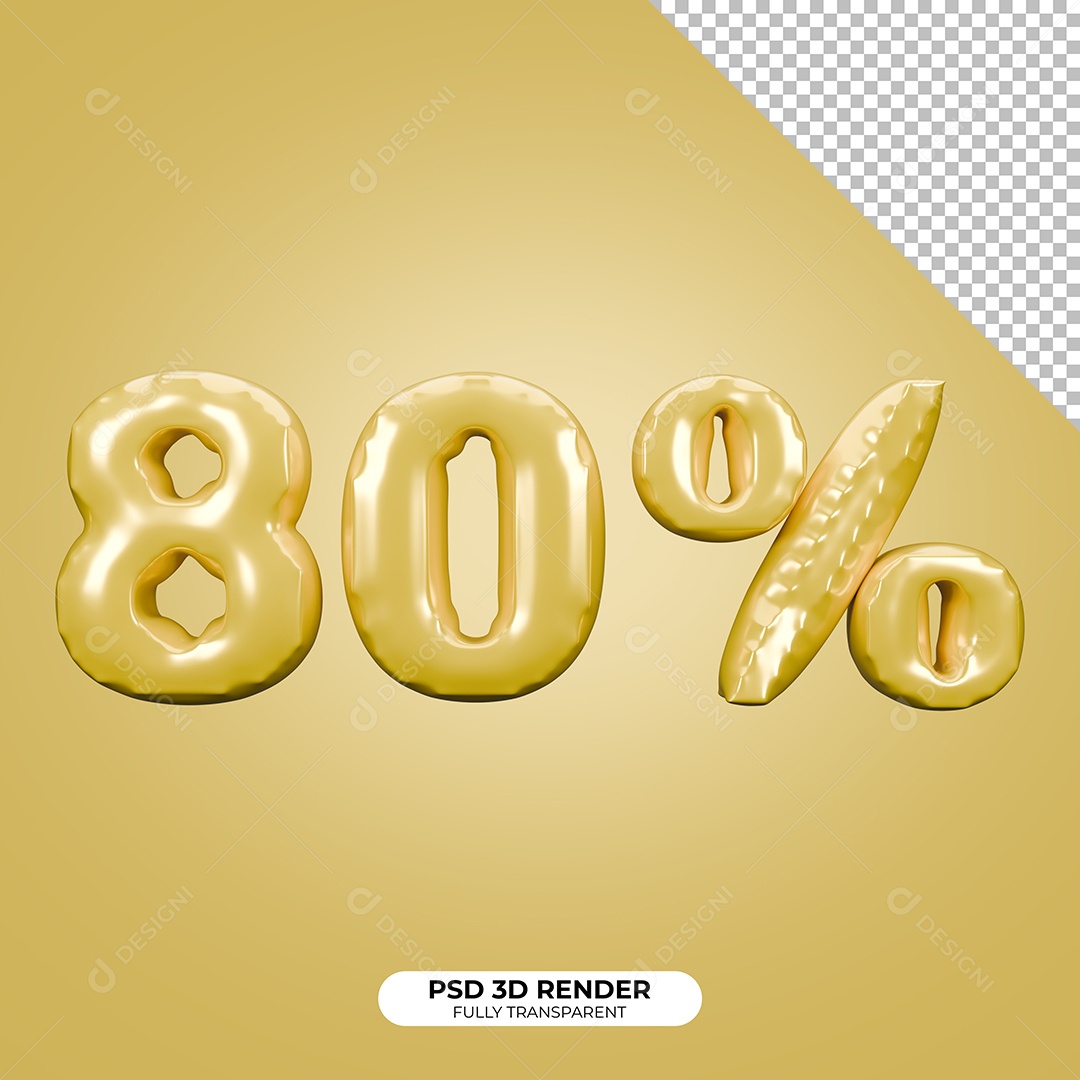 Elemento 3D Número de Desconto 80% para Composição PSD