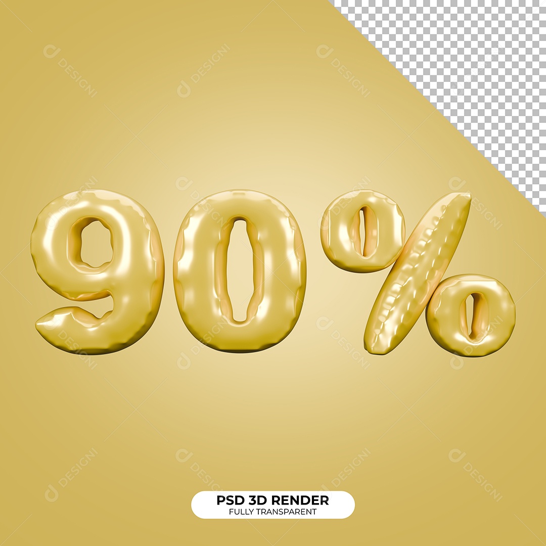 Elemento 3D Número de Desconto 90% para Composição PSD