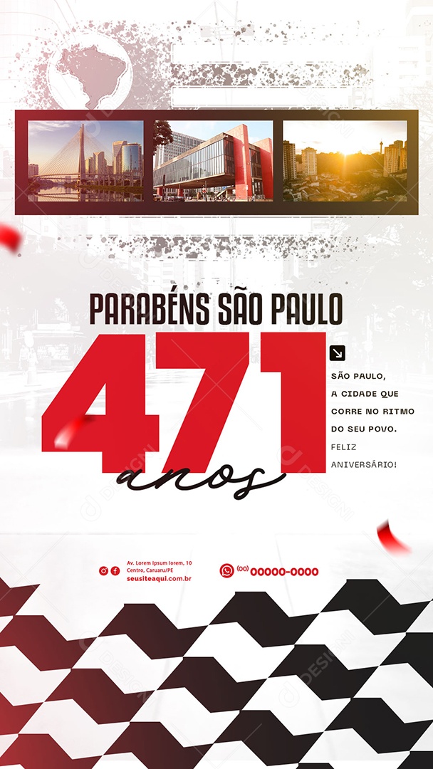 Story Aniversário Parabéns São Paulo 25 de Janeiro 471 Anos Social Media PSD Editável