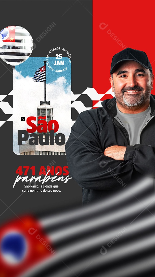 Story Aniversário Parabéns São Paulo 25 de Janeiro 471 Anos Social Media PSD Editável