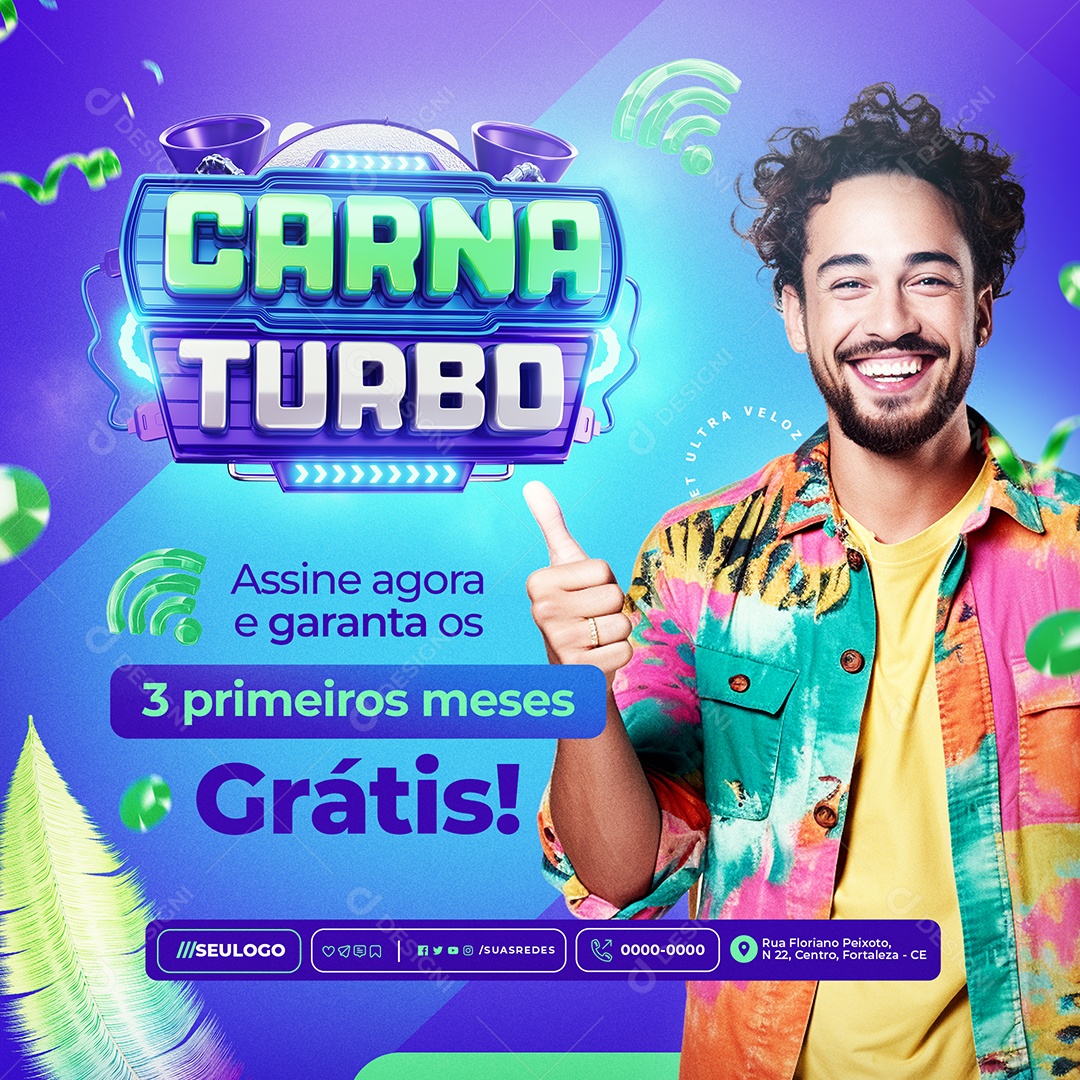 Carna Turbo Internet Assine Agora e Garanta os Três Primeiros Meses Social Media PSD Editável
