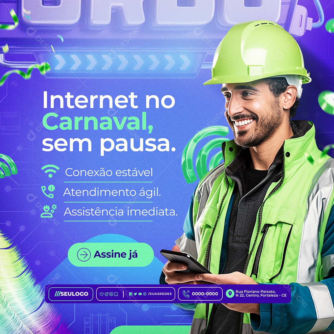 Carna Turbo Internet no Carnaval Sem Pausa Social Media PSD Editável