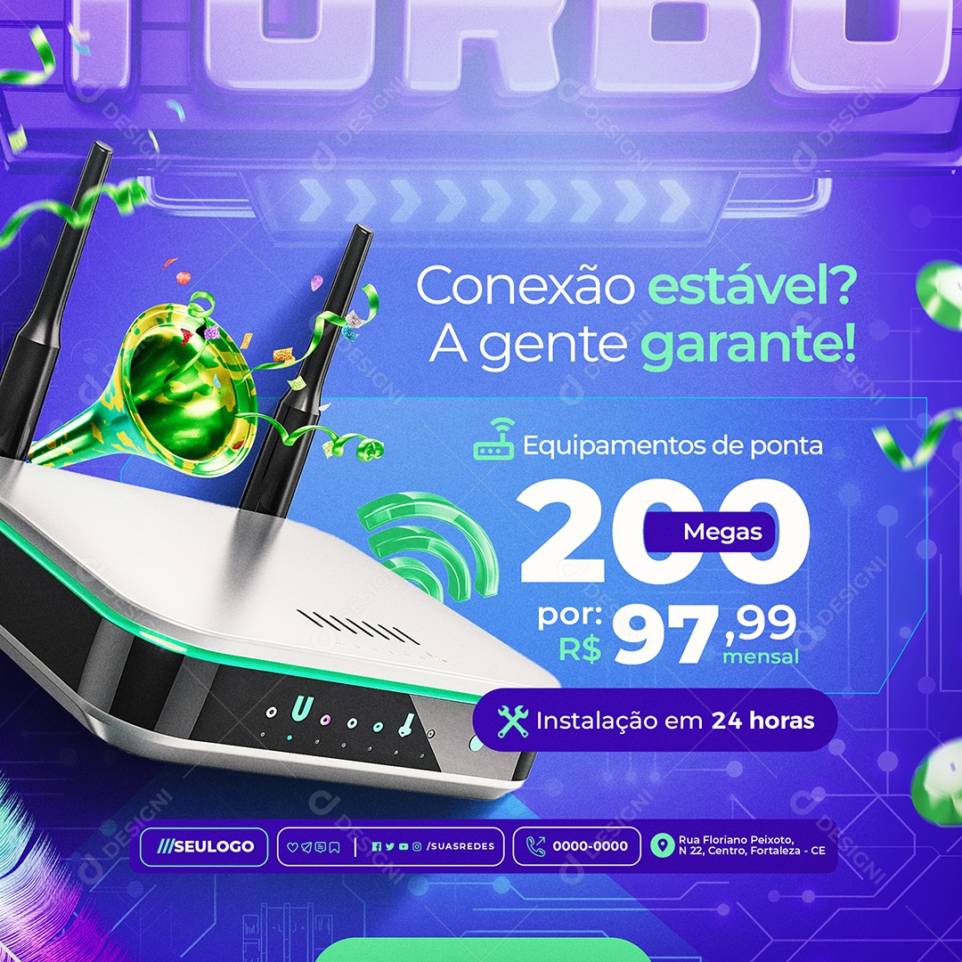 Carna Turbo Internet Conexão Estável A Gente Garante Social Media PSD Editável