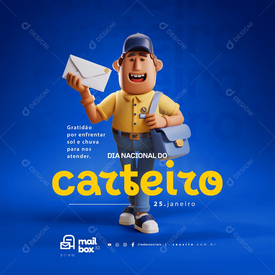 Dia Nacional do Carteiro 25 de Janeiro Social Media PSD Editável