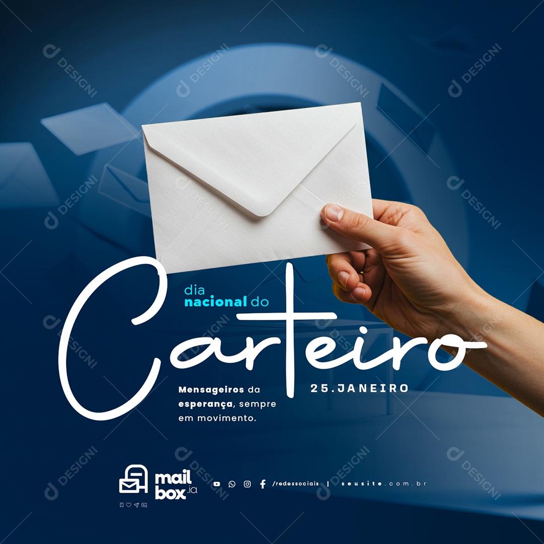 Dia Nacional do Carteiro 25 de Janeiro Social Media PSD Editável