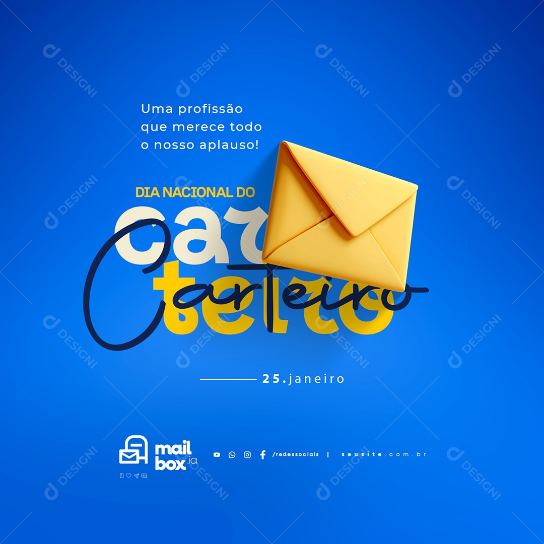 Dia Nacional do Carteiro 25 de Janeiro Social Media PSD Editável