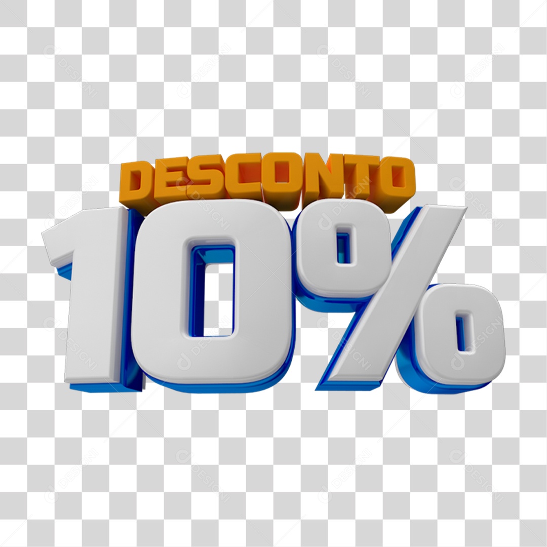 Selo 3D 10% de Desconto PNG Transparente