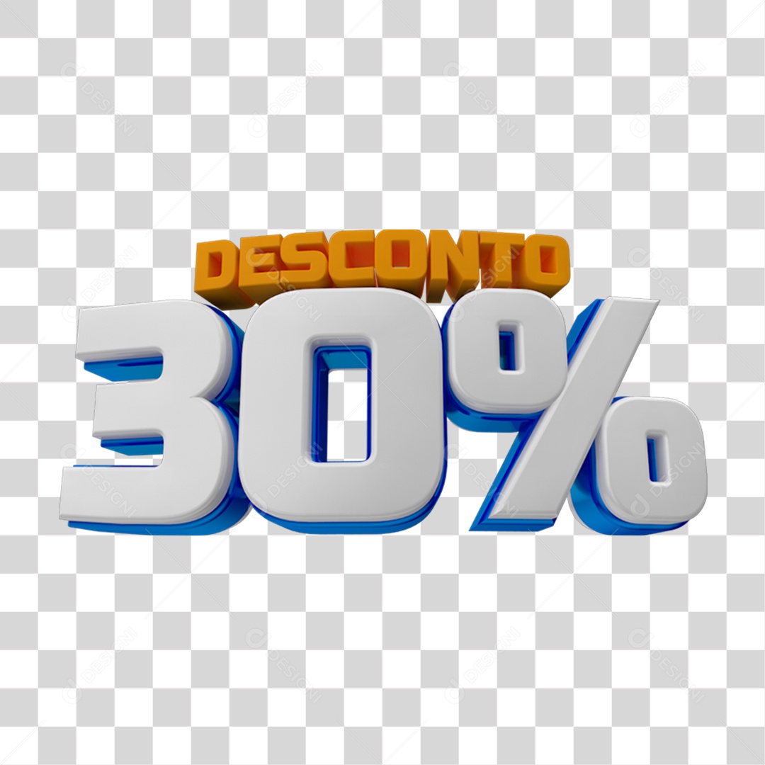 Selo 3D 30% de Desconto PNG Transparente