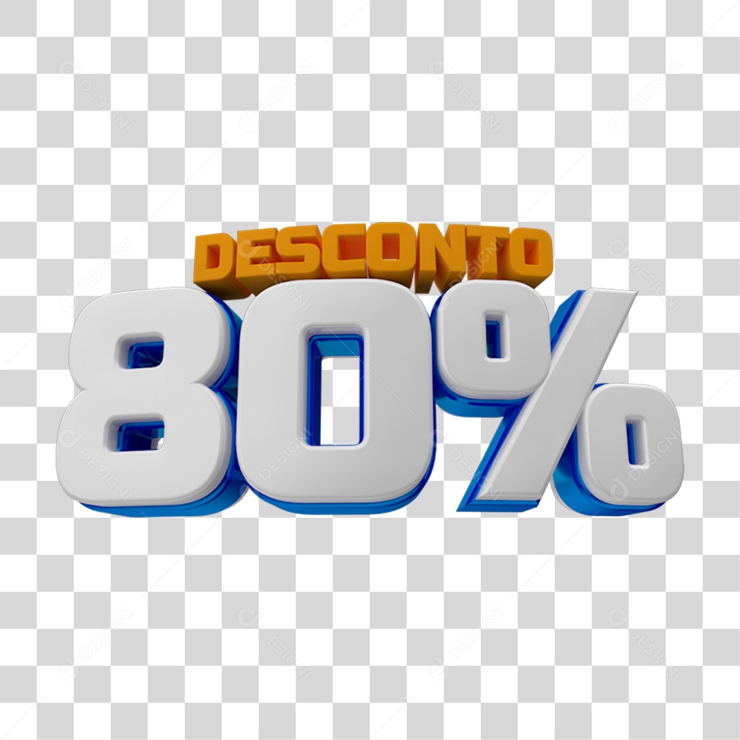 Selo 3D 80% de Desconto PNG Transparente