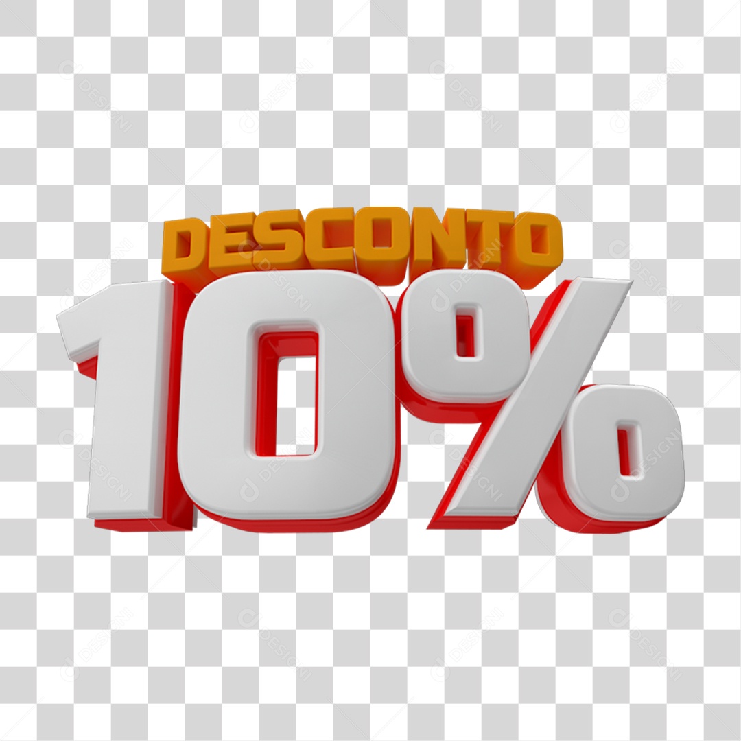 Selo 3D 10% de Desconto PNG Transparente
