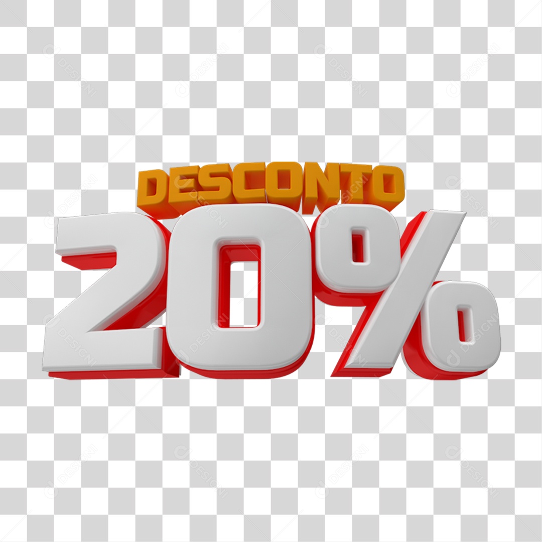 Selo 3D 20% de Desconto PNG Transparente