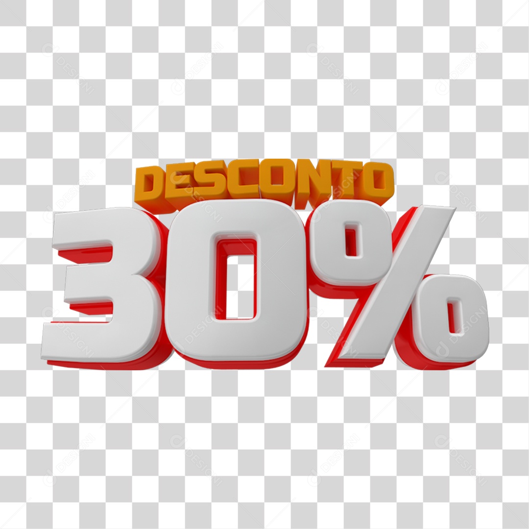 Selo 3D 30% de Desconto PNG Transparente