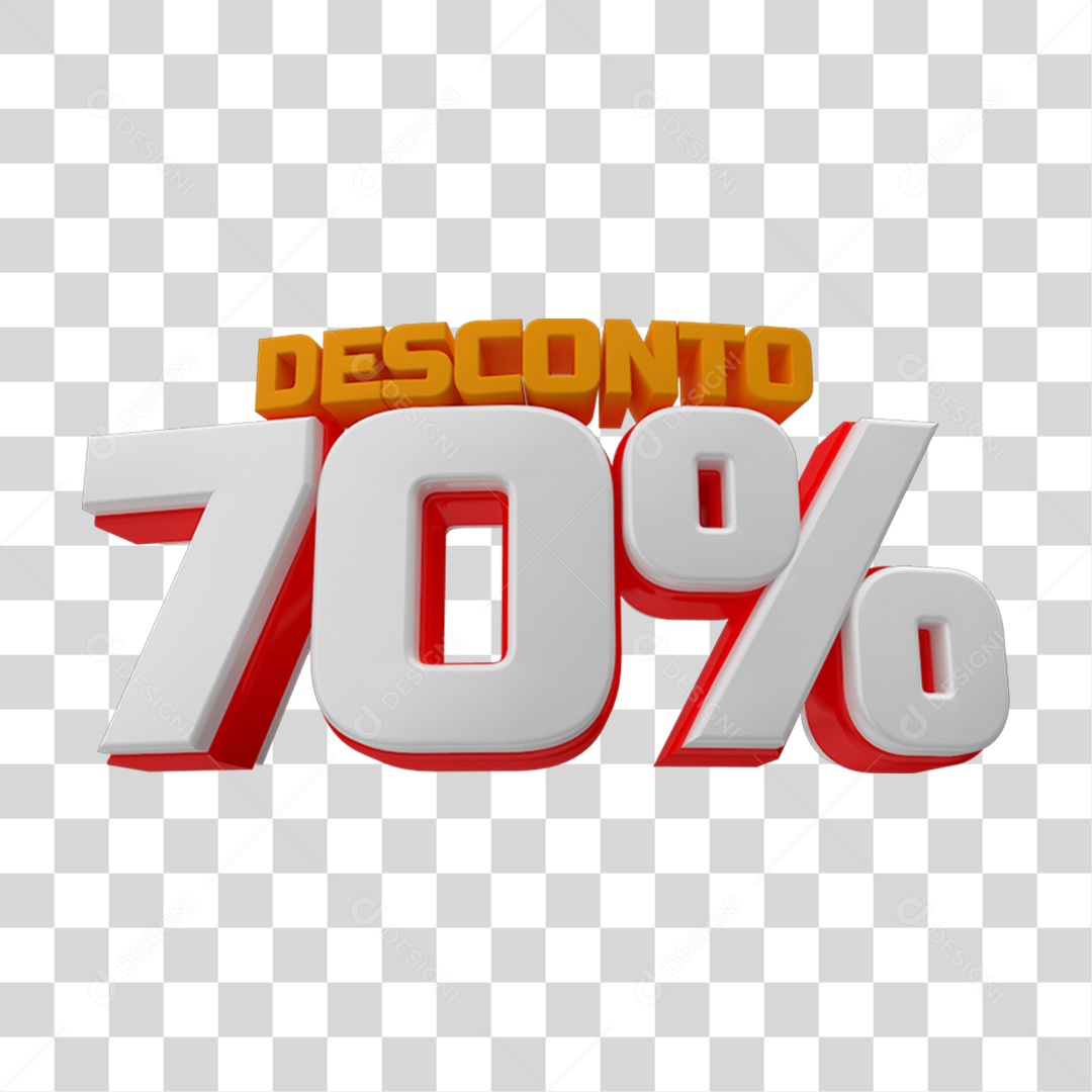 Selo 3D 70% de Desconto PNG Transparente