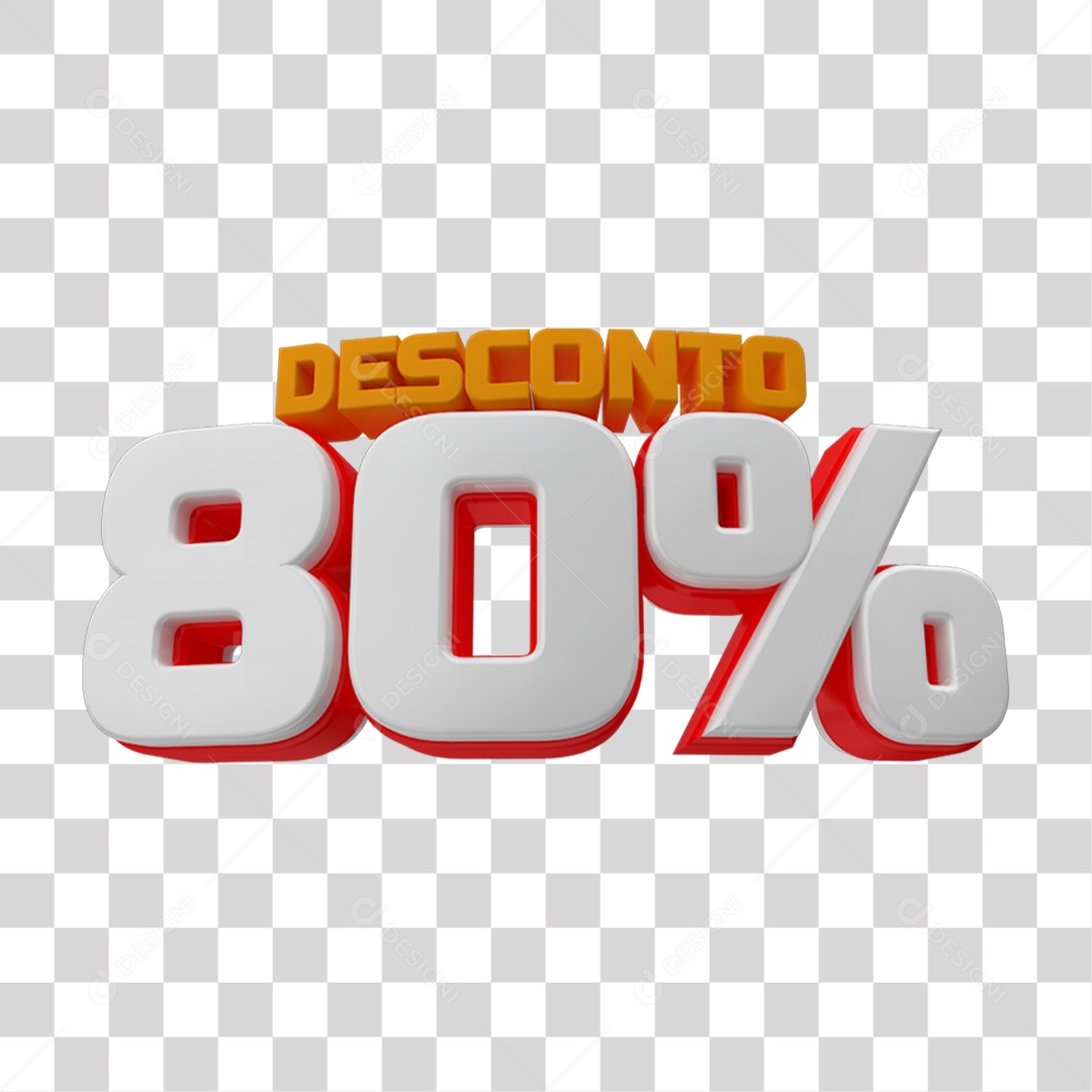 Selo 3D 80% de Desconto PNG Transparente