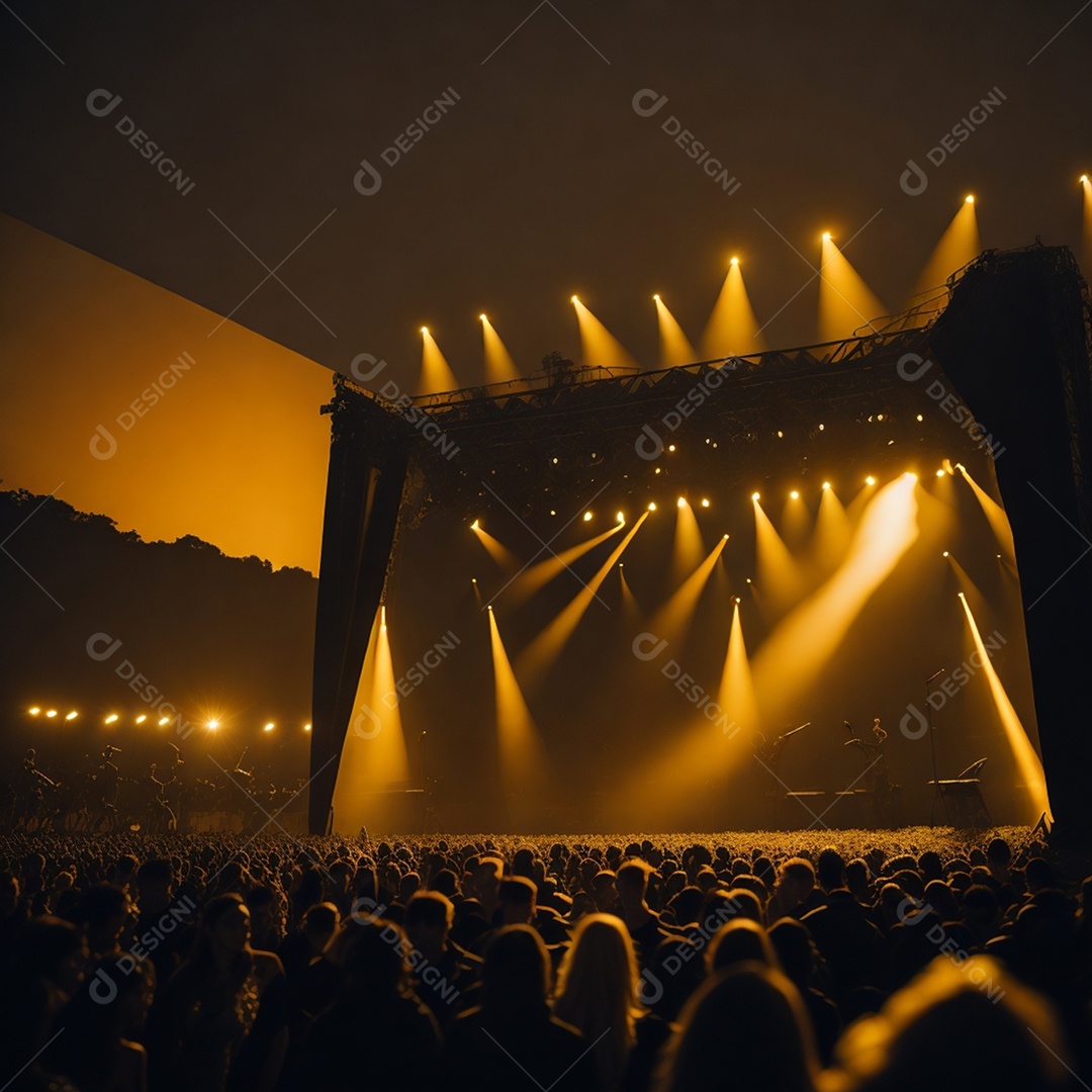 Cenário futurista de um show grandioso