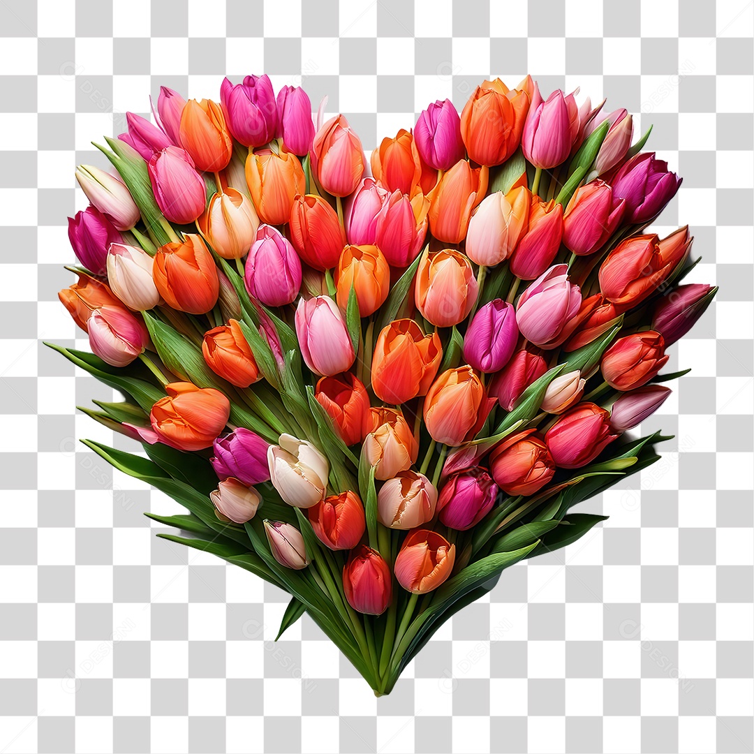 Coração de Flores PNG Transparente