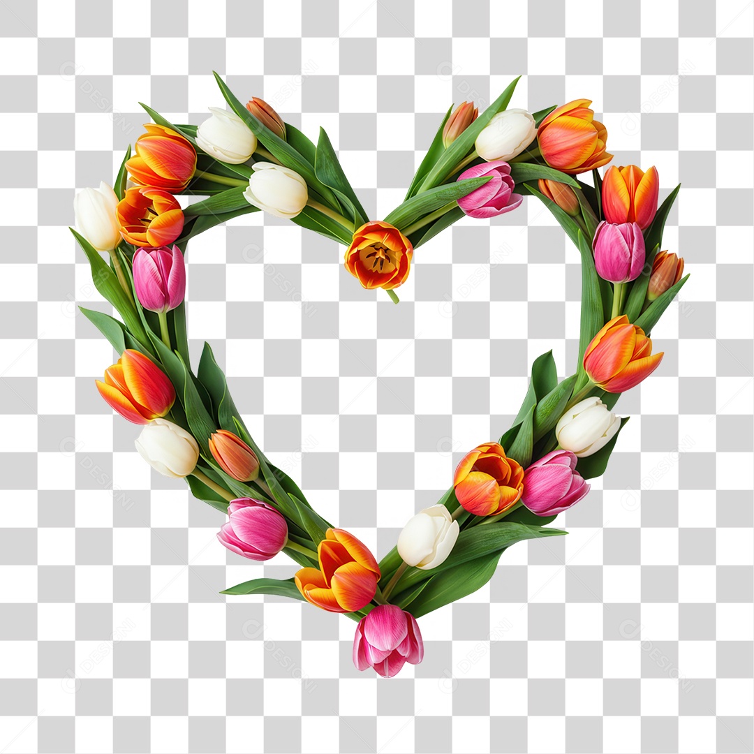 Coração de Flores PNG Transparente