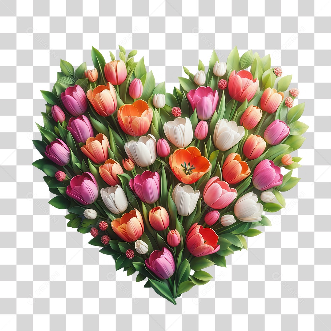 Coração de Flores PNG Transparente